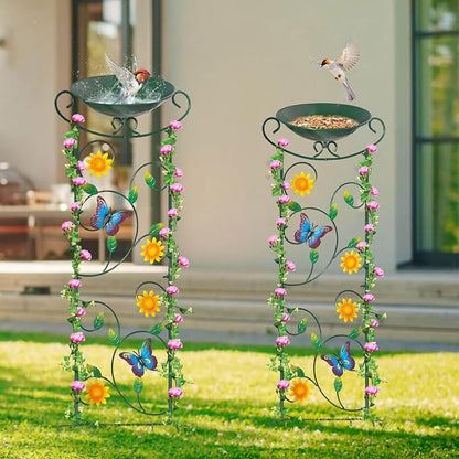 HONGLAND Metal Bird Bath with Trellis, Decorative Bird Feeder Station with - Image 8