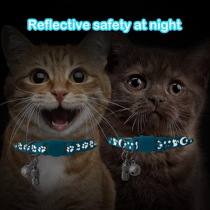 LLHK 2 Pack Breakaway Cat Collars & 2 Pcs Name Tags, Reflective Safety Kitten - Image 3