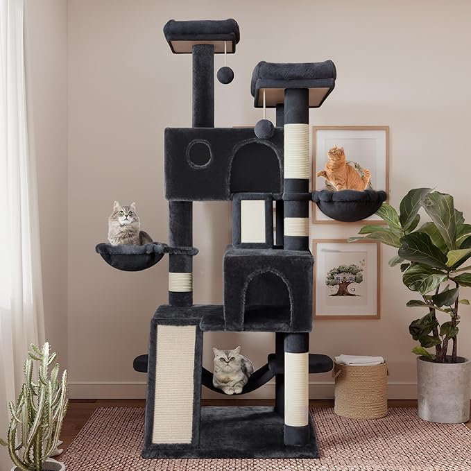 SHA CERLIN 65in Larger Cat Tree Tower Condo - Image 2