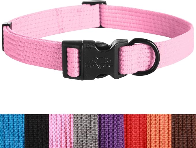 lynxking Dog Collar Soft Padded Breathable Cotton Solid Color Strong Adjustable by Lynxking