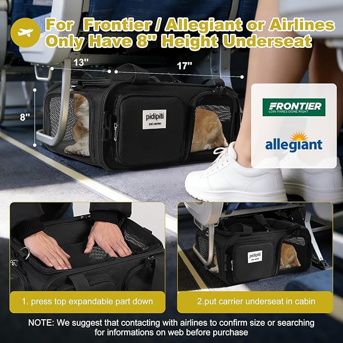 17x13x8 Frontier Allegiant Breeze Airline Approved top Expandable pet Carrier - Image 3