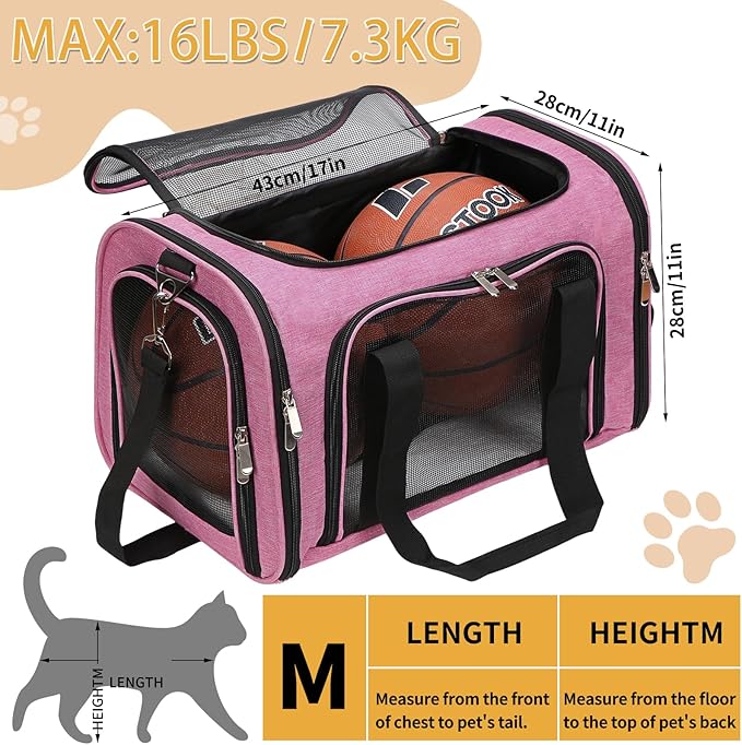 Soft-Sided Cat/Dog/Pet Carrier, Collapsible Pets Travel Carriers - Image 3