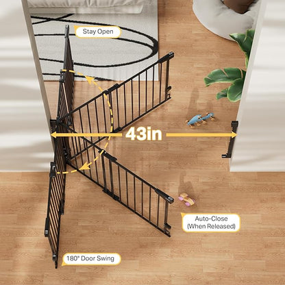 Cumbor 29.2–43" Baby Gate for Stairs, Wall-Mounted, Expandable No Bottom Bar - Image 6