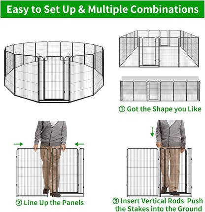 Dog Playpen Outdoor Extra Wide 16 Piece Panels Heavy Duty Dog Fence 47" Height - Image 7