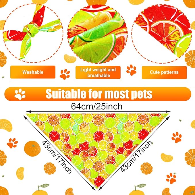 Eccliy 30 Pack Summer Fruit Dog Bandanas Bulk Soft Triangle Dog Scarfs - Image 2