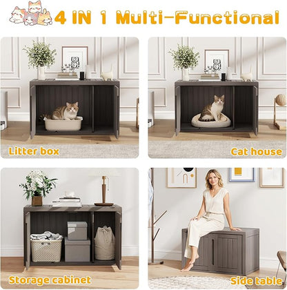 Cat Litter Box Enclosure, Indoor Outdoor Cat House Weatherproof, Side Table - Image 5