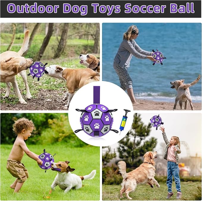 QDAN Dog Toys Soccer Ball with Straps - Image 5