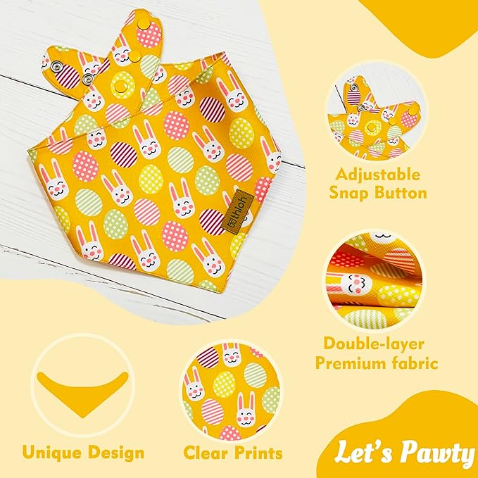Easter Dog Bandanas with Snap Button, 2 Pack Reversible Spring Bandana - Image 5
