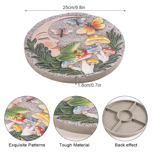 Garden Stepping Stones Outdoor, 9.8" Resin Frog Stepping Stone - Image 2