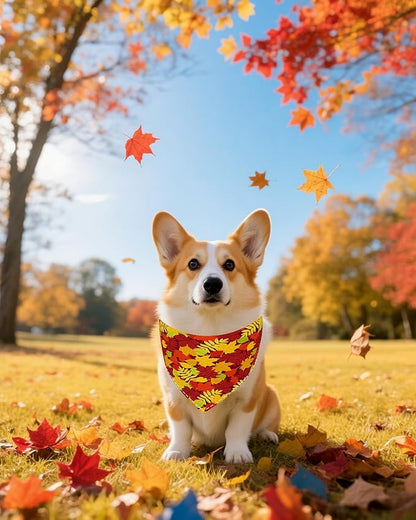 PET SHOW 50 Pack Fall Dog Bandanas Bulk Washable Thanksgiving Autumn Maple - Image 8