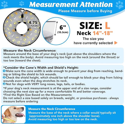 Inflatable Dog Cone with Anti-Licking Clear Shield, Protective Dog Donut Collar - Image 3