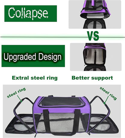 Soft-Sided Pet Carrier for Cats Small Dogs of 15 Lbs Medium Purple - Image 2