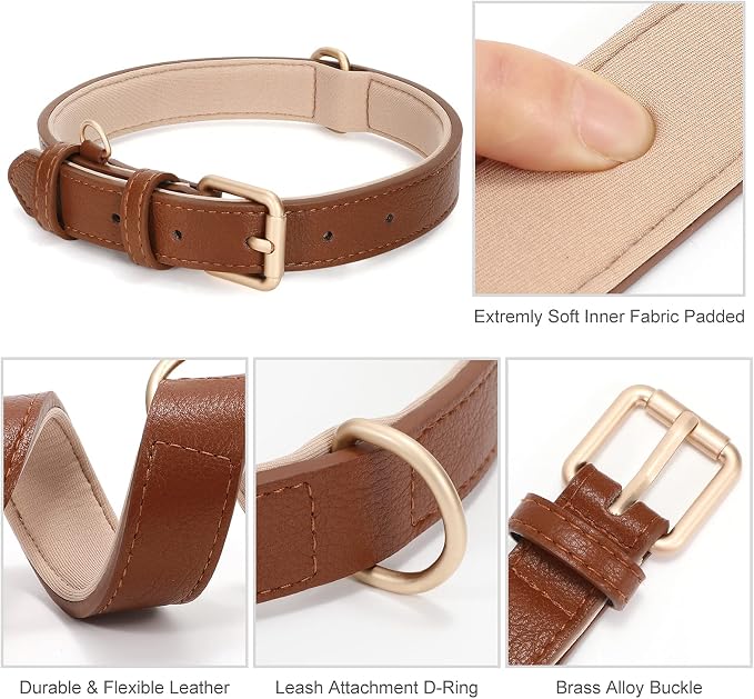 WHIPPY Leather Dog Collar for Small Medium Large Dog Adjustable Soft Breathable - Image 5