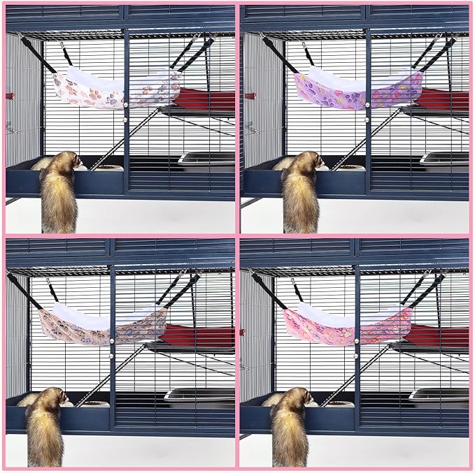 Geelin 4 Pcs Cat Hammock for Cage Hanging Soft Pet Hammock Bed - Image 7