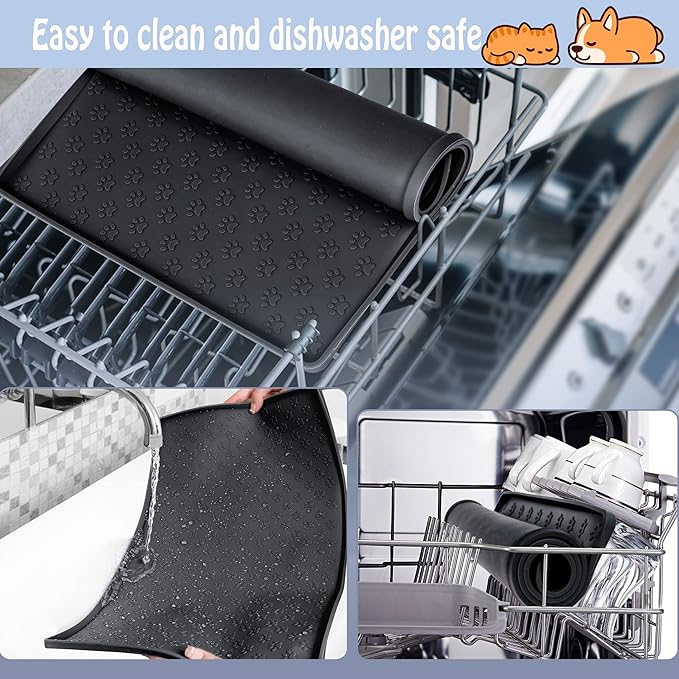 Dog Cat Pet Food Mat for Floor Dog Feeding Bowl Mat for Food and Water Raised - Image 6