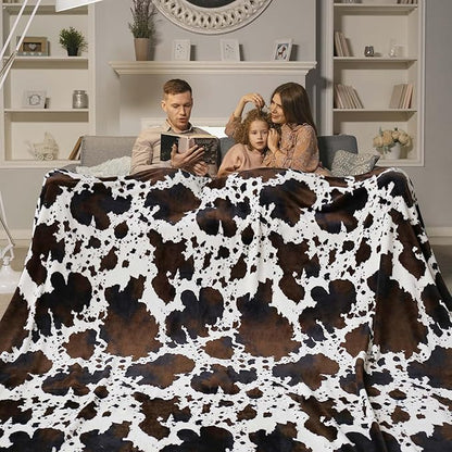 Bnuitland Brown Cow Print Blanket, Large Size 108x90 Inches - Image 2