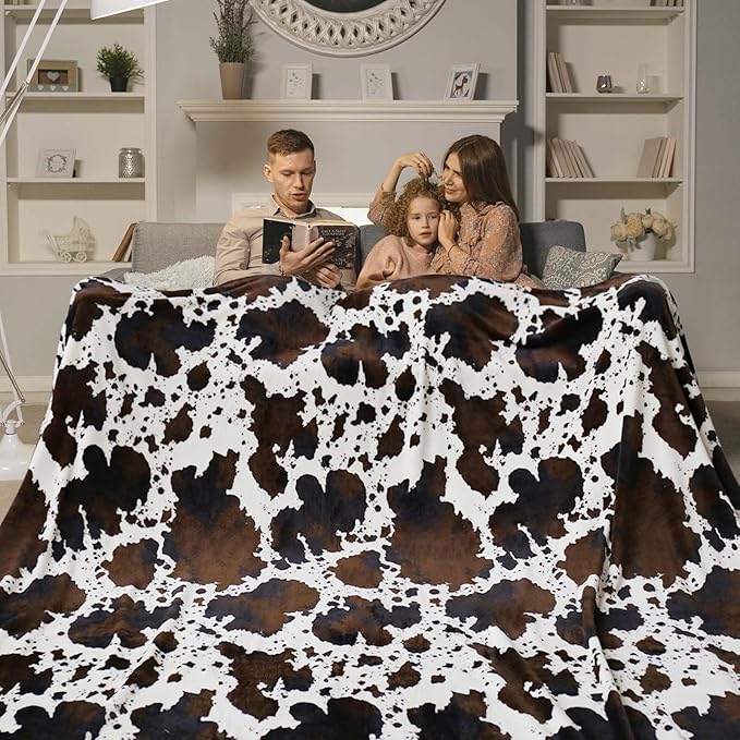 Bnuitland Cow Print Throw Blanket, Large Size 90x90 Inches - Image 2