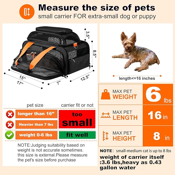 17x12.5x8.5 TSA Approved Expandable pet Carrier - Image 3