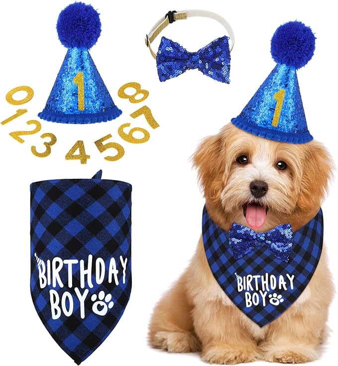 Weewooday Dog Birthday Party Supplies Birthday Boy Girl Cake Bandana Triangle by Weewooday