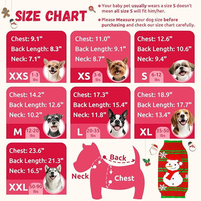 Dog Christmas Sweater Cute Snowman Puppy Cat Costume Boy Girls Xmas Holiday Pet - Image 6
