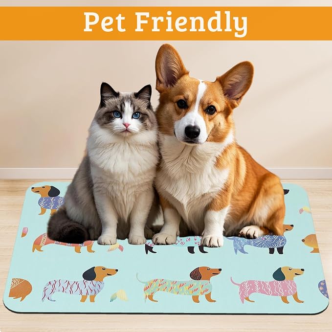 Dachshund Dog Cat Food Mat, Absorbent Waterproof Placemat - Image 2