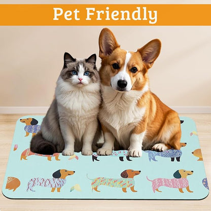 Dachshund Dog Cat Food Mat, Absorbent Waterproof Placemat - Image 2