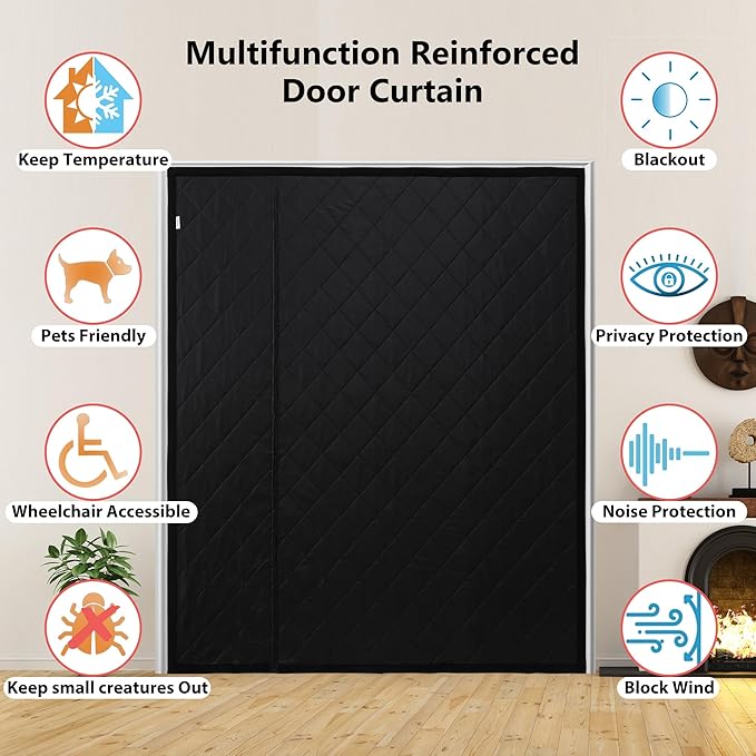Reversible Wide Magnetic Thermal Insulated Door Curtain - Image 7