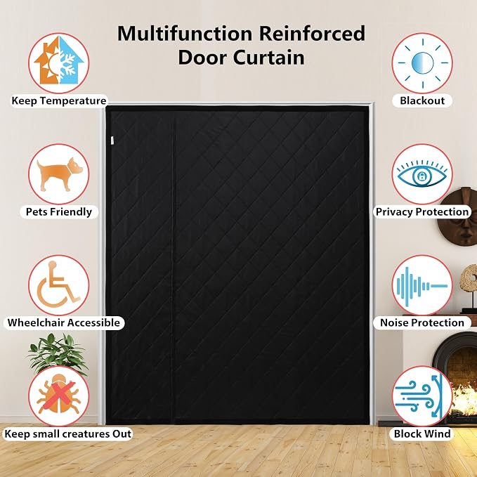 Reversible Wide Magnetic Thermal Insulated Door Curtain - Image 7