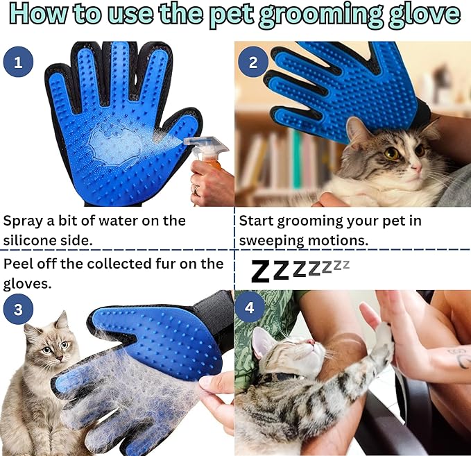 Pet Hair Remover Glove – Blue, Reusable Grooming Glove - Image 2