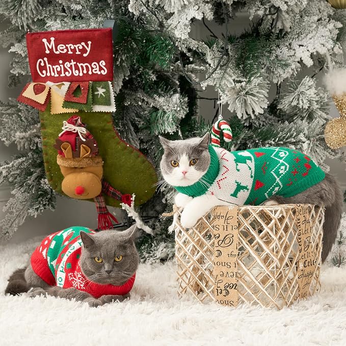 Stretchy Cat Christmas Sweater - Image 6
