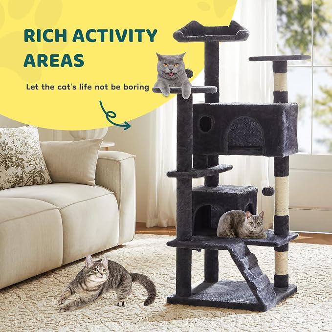 Cat Tree 54 Inch, Sisal Scratching Posts and Climbing Ladder, Pet Play Toy - Image 7