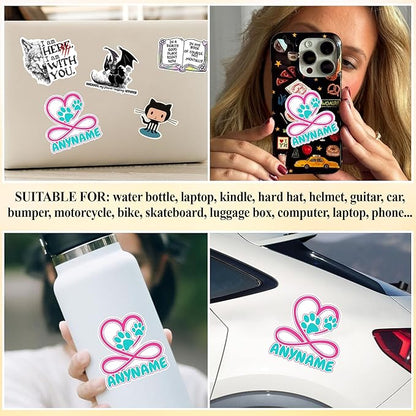 Custom Pet Name Sticker Personalized Text Infinity Heart Pawprint Animal Lovers - Image 6