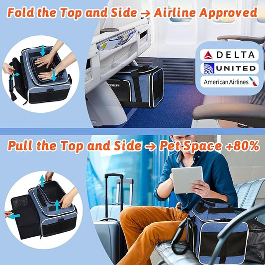 Petskd Top and Side Expandable Pet Carrier 18x11x11 Inches Delta United Airline - Image 2