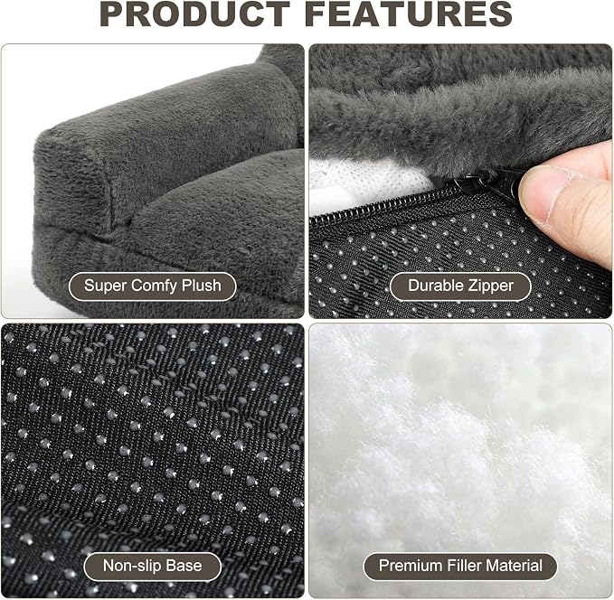 Cat Couch Bed - Cat Bed for Indoor Cats, Calming Pet Sofa Puppy Sleeping Bed - Image 6