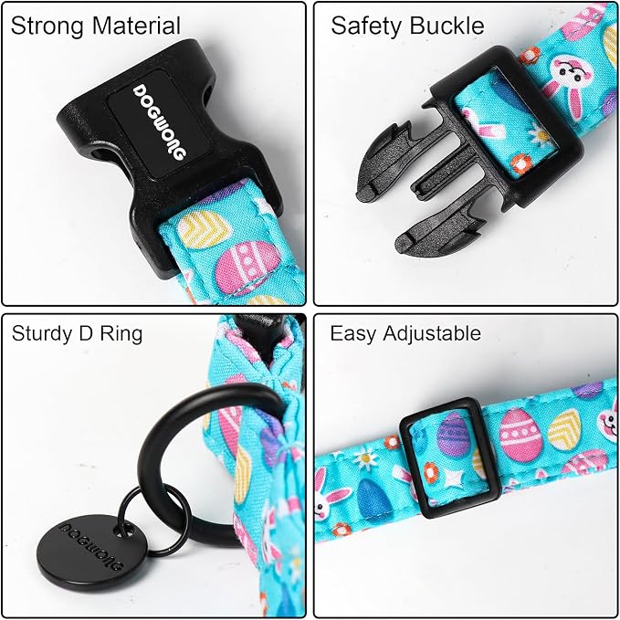 DOGWONG Easter Dog Collar, Colorful Egg Dog Collar Soft Durable Adjustable - Image 3