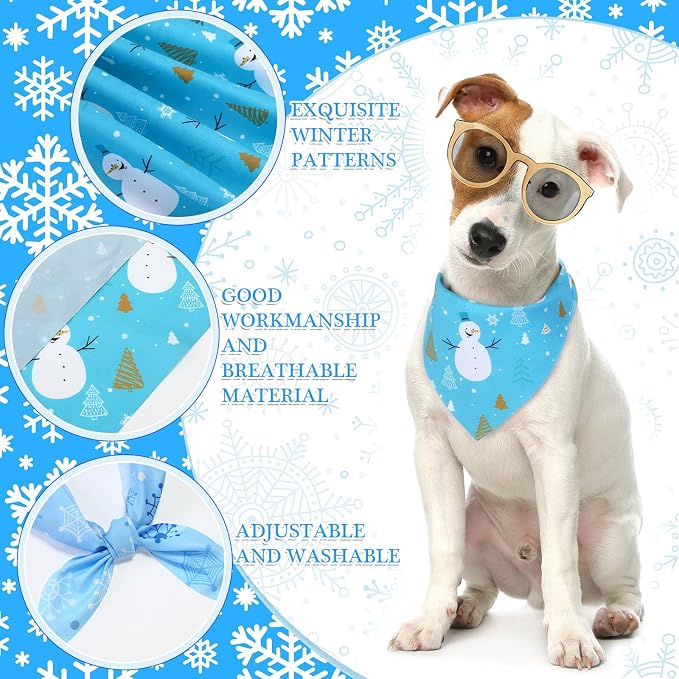 Abbylike 50 Pieces Winter Dog Bandanas Bulk Blue Snowflake Dog Bandanas - Image 5