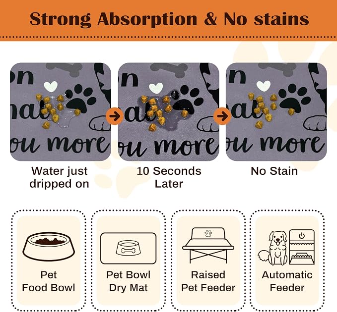 Pet Feeding Mat for Floors Waterproof Dog Mat for Food and Water Absorbent - Image 2
