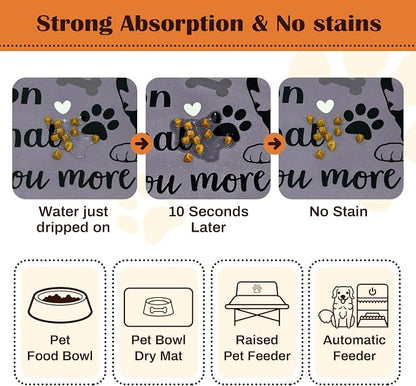 Pet Feeding Mat for Floors Waterproof Dog Mat for Food and Water Absorbent - Image 2