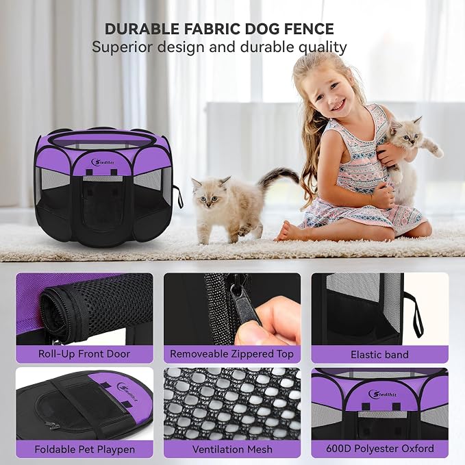 Dog Cat Playpen, Puppy Pet Playpen, Small Dogs Tent Crates Cage Indoor/Outdoor - Image 4