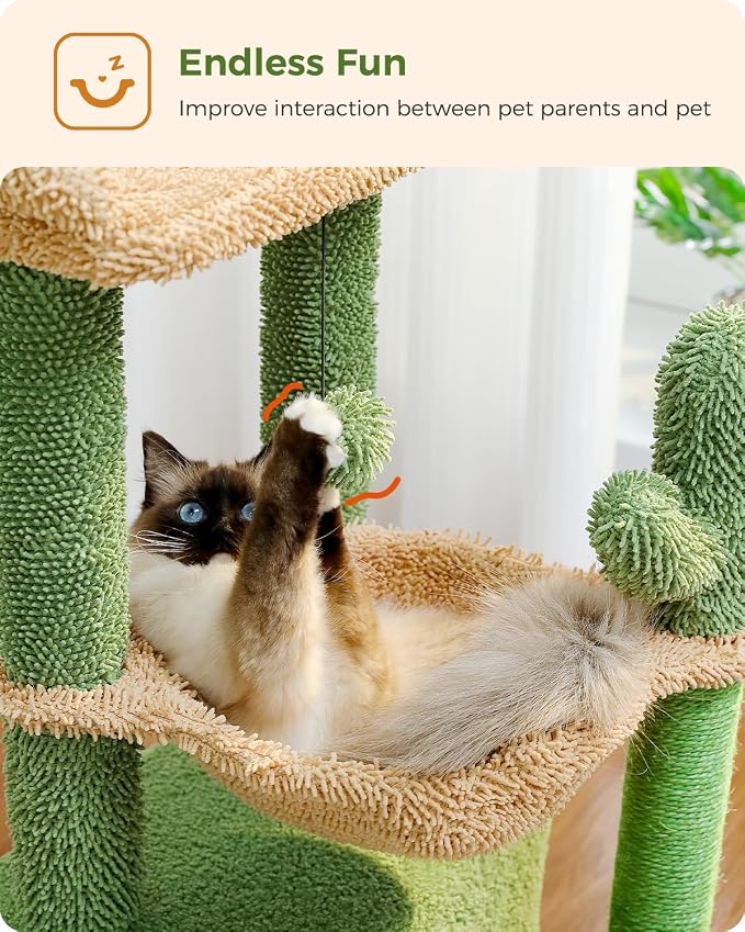 PEQULTI 4-in-1 Cactus Cat Tree, Cat Scratching Post - Image 8