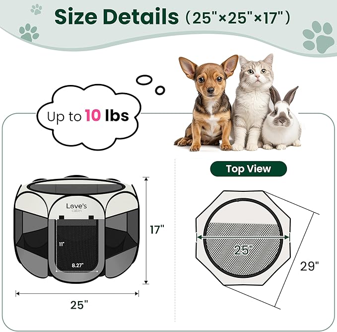 Love's cabin Pet Puppy Dog Playpen, Small Dog Tent Crates Cage Indoor/Outdoor - Image 3