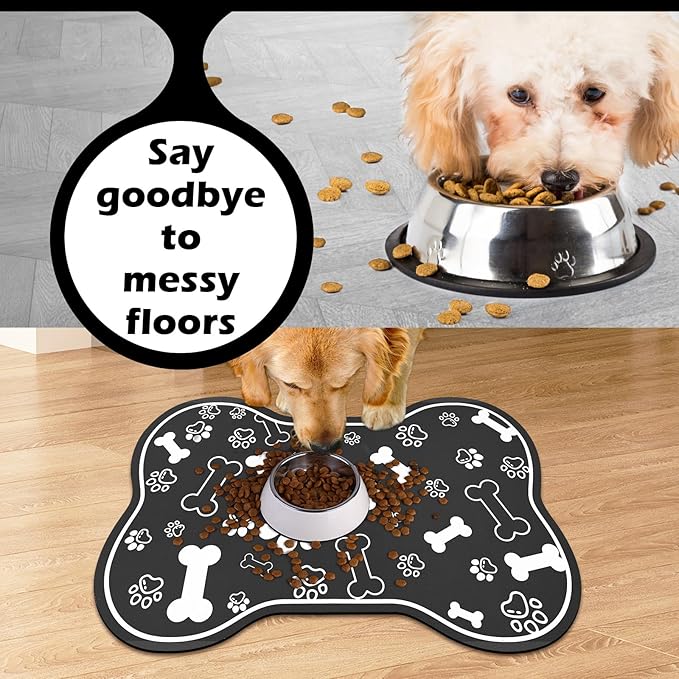 Dog Cat Food Mat, Rapid Absorbent Pet Feeding Mat, Bone Shaped Dog Placemat - Image 4
