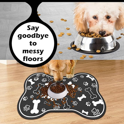 Dog Cat Food Mat, Rapid Absorbent Pet Feeding Mat, Bone Shaped Dog Placemat - Image 4