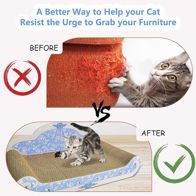 Luxury Cardboard Cat Scratcher Sofa Bed, Couch Shaped Cat Scratching Board - Image 5