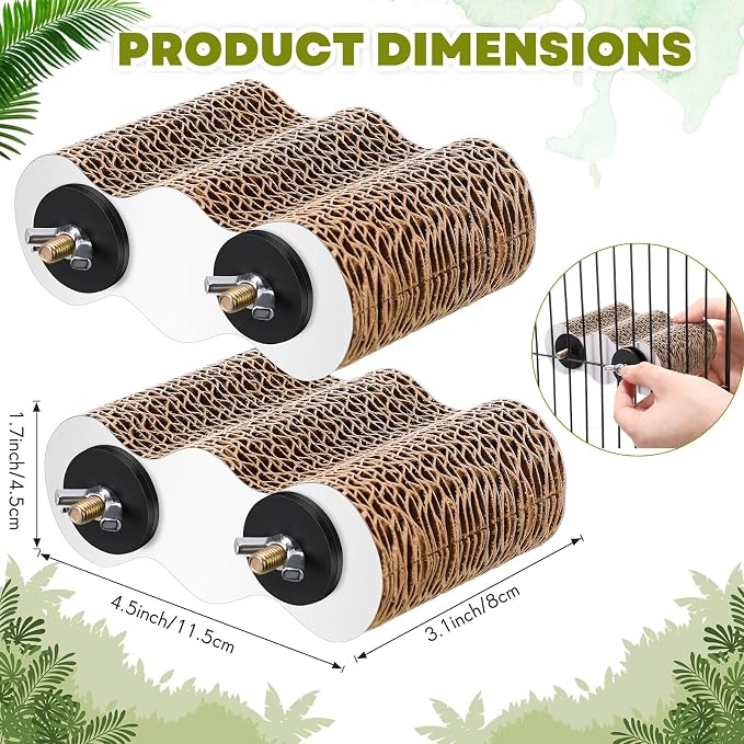 2-Piece Bird Platforms for Macaws, Small Parakeets, Budgies; Brown Corrugated - Image 3