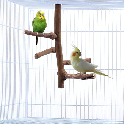 Bird Perch Stand Toy, Natural Grapevine Wood Parrot Perch Bird Cage Branch - Image 5
