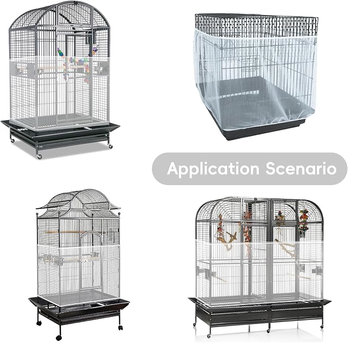 Adjustable Birdcage Seed Feather Catcher Bird Cage Net Cover Soft Skirt Guard - Image 2