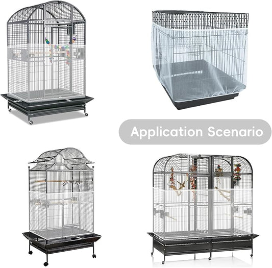 Adjustable Birdcage Seed Feather Catcher Bird Cage Net Cover Soft Skirt Guard - Image 2