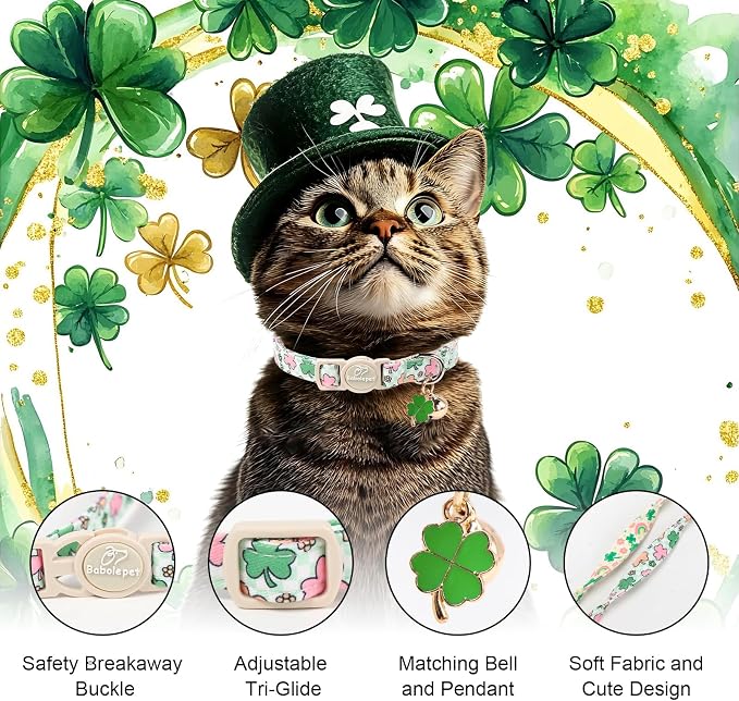2 Pack St. Patrick’s Day Cat Collars - Image 3