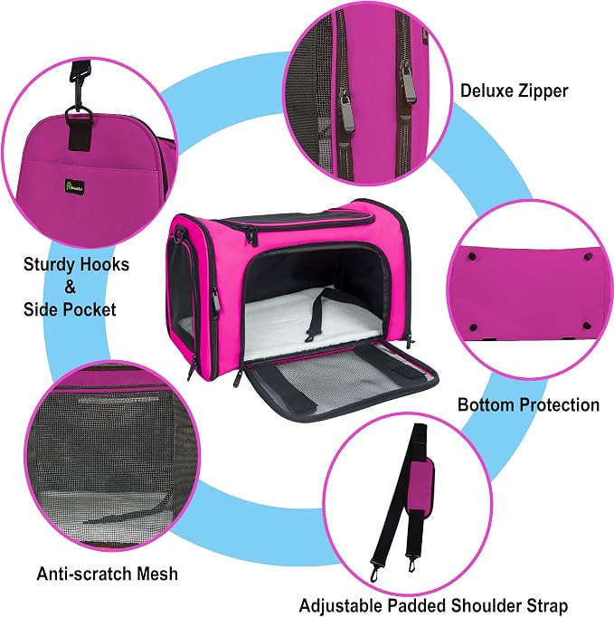 Soft Sided Carrier for Small Medium Cats Dogs, TSA Airline Approved Collapsible - Image 6